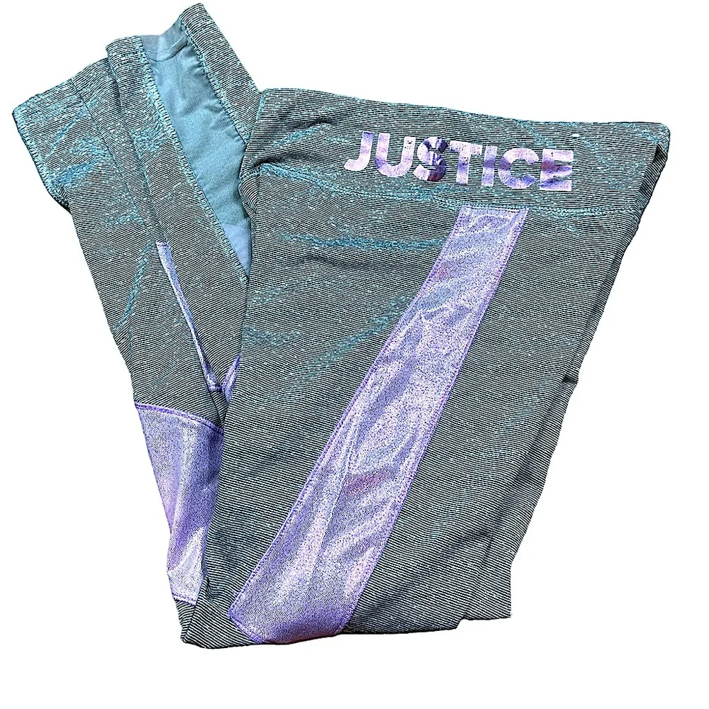 JUSTICE: Girl’s Gray & Metallic Purple Athletic Leggings -Size 12